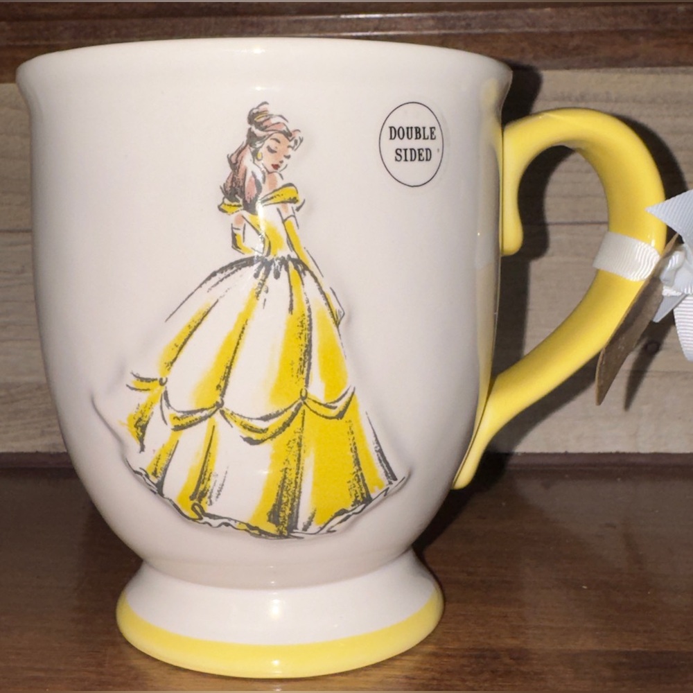 Super Cute 🥰 Rae Dunn Disney Beauty & The Beast Belle BEAUTY Mug With Yellow Bow